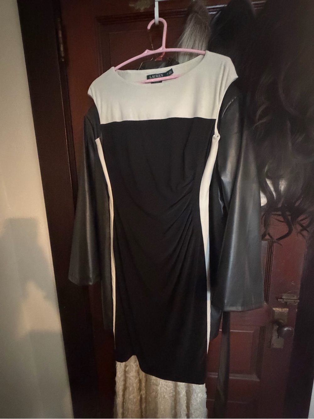 Ralph Lauren Black and Ivory Short Sleeve Sheath Dress